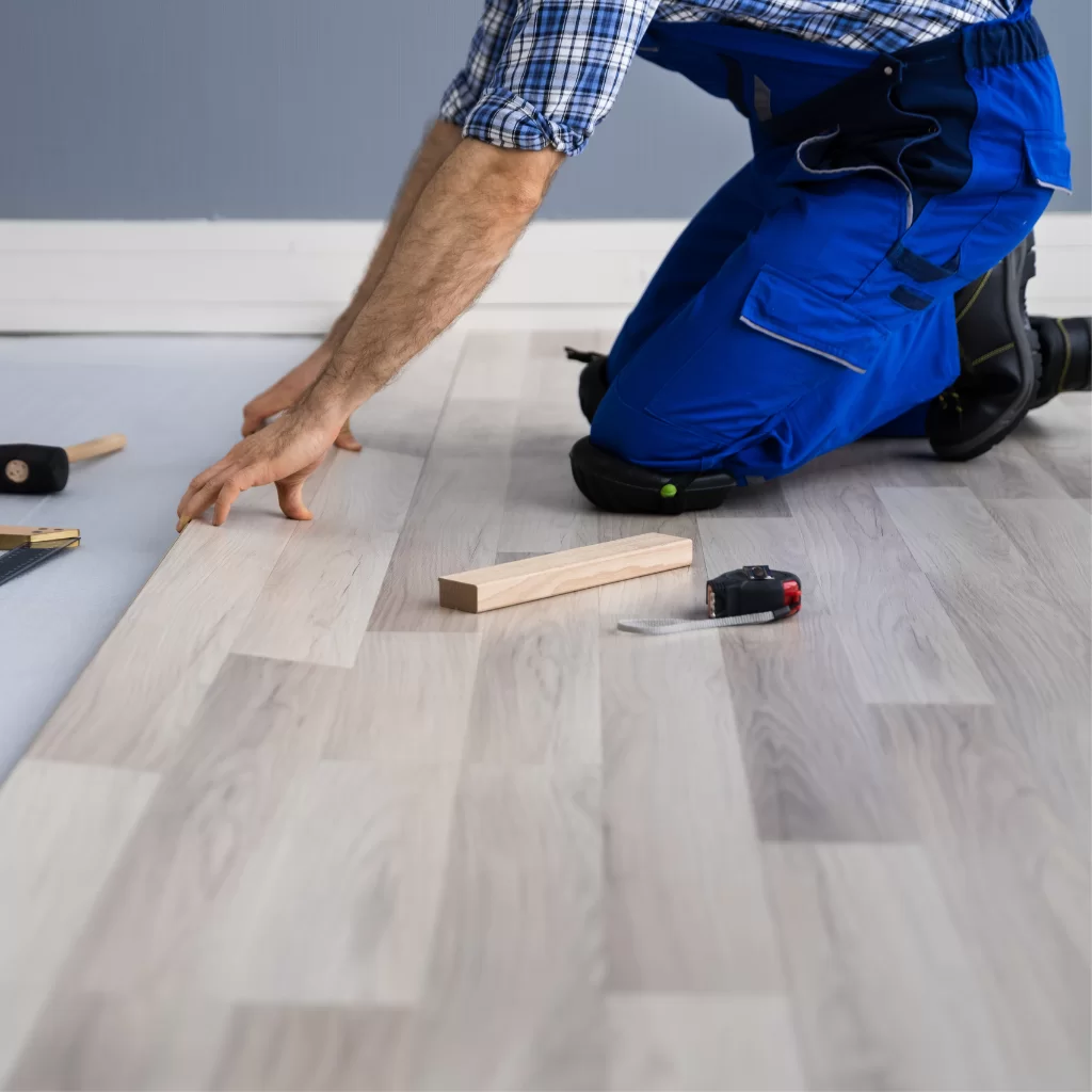 Laminate or LVP flooring installation by Evergreen Flooring team