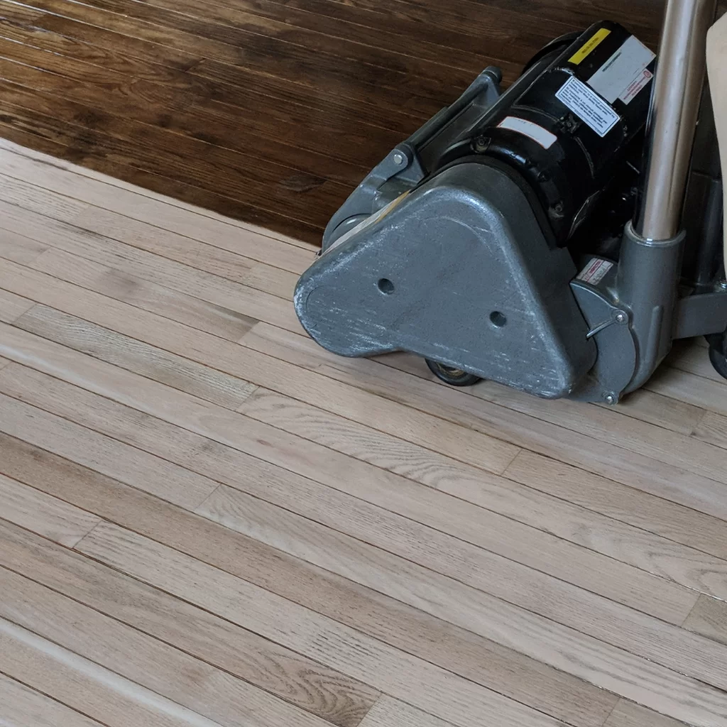 Flooring refinishing and sanding project in Everett home