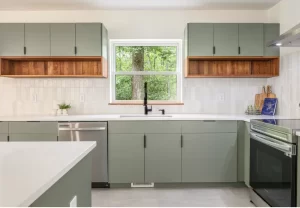 Sage Green Frameless Cabinets